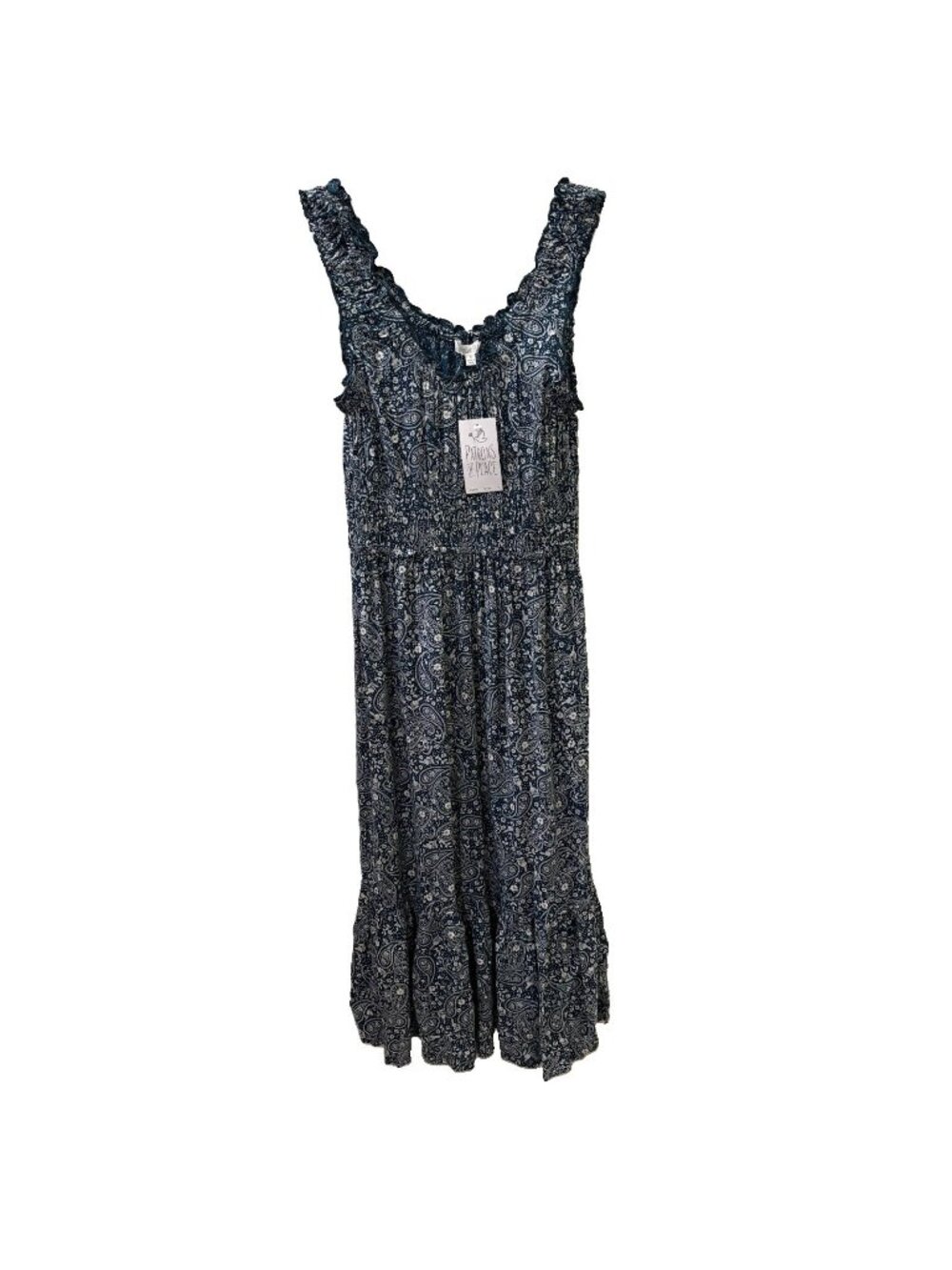 Anthropologie Patrons of Peace Floral Midi Dress Smocked Boho Ruffled Dress Sz S